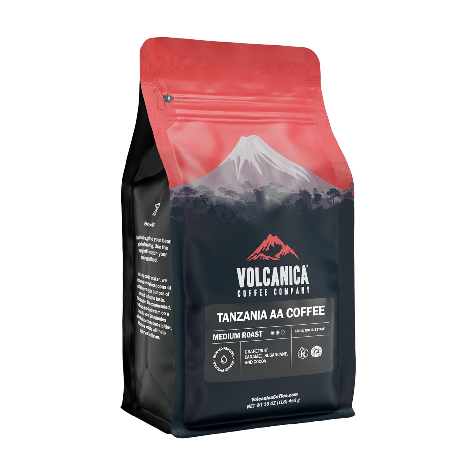 Tanzania AA Coffee, Mount Kilimanjaro, Whole Bean, Fresh Roasted, 16-ounce