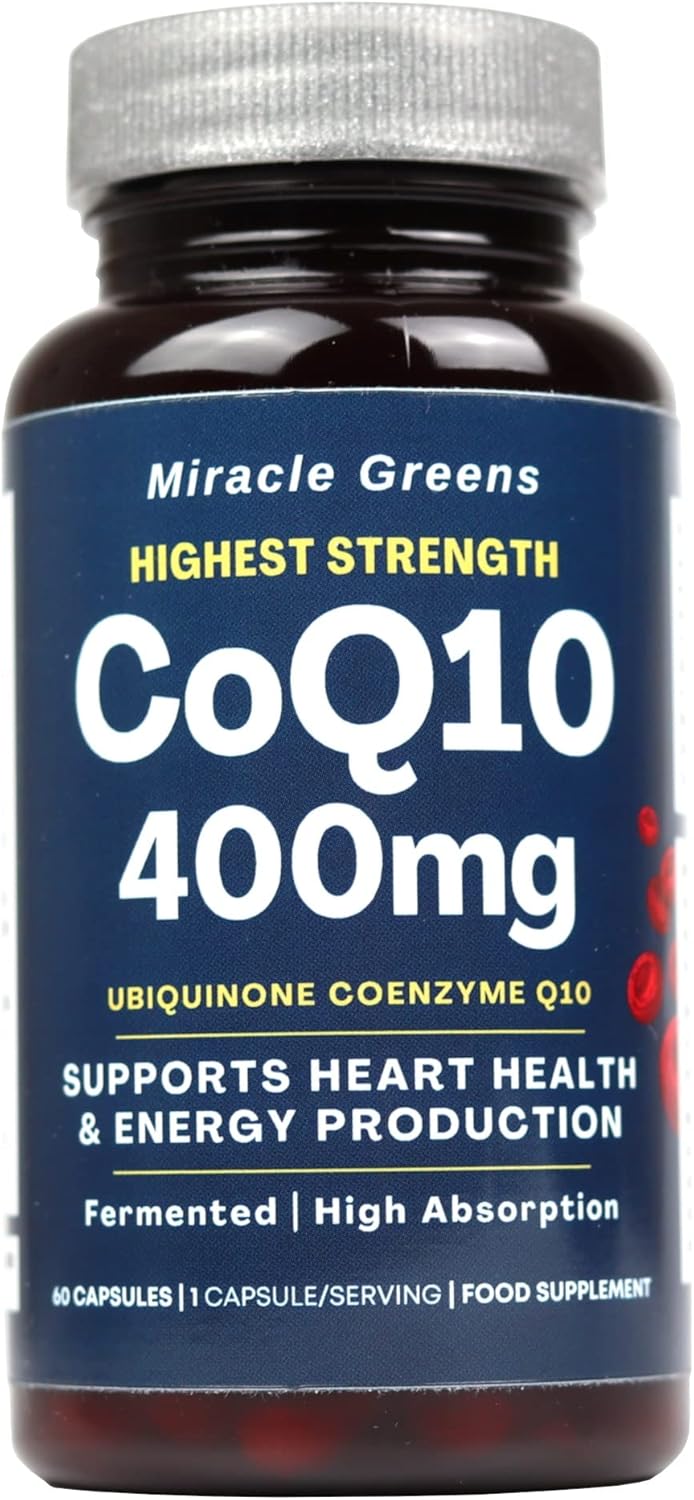 CoQ10 400mg - Highest Strength Ubiquinone Coenzyme Q10 | Powerful Antioxidant for Heart and Vascular Health, Essential for Energy Production | 60 Capsules - 2 Month Supply | Made in The UK