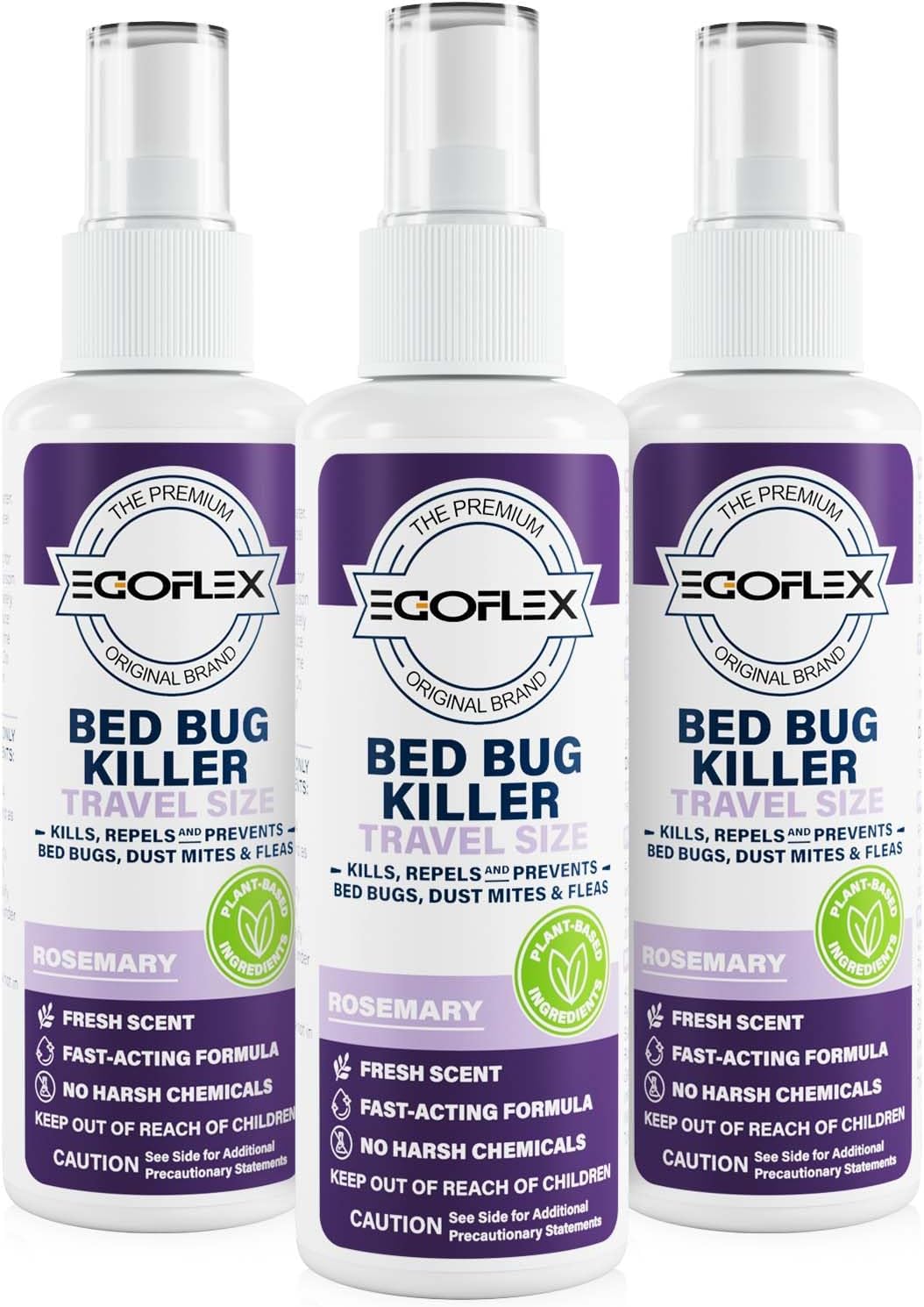 3-Pack Bed Bug Killer Spray - Travel Size TSA Approved - Repels Bed Bugs, Dust Mites, Lice & Fleas with Natural Essential Oils - Travel Essentials for Women - 3 Fl Oz