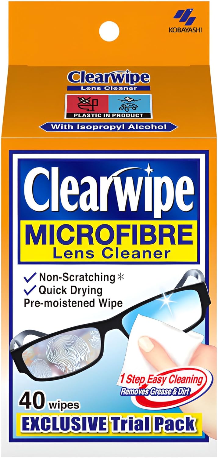 CLEARWIPE Microfibre Lens Cleaner with Isopropyl Alcohol - 40 Wipes