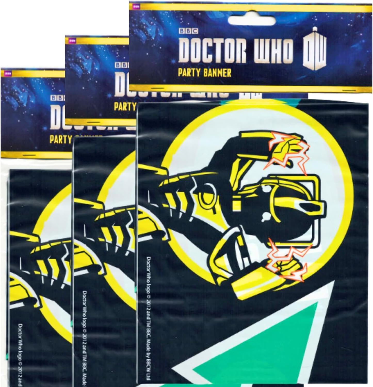 Toptoys2u Bargain Bundles Official Doctor Who Partyware Sets - Pack of 3 Cybermen Party Banners