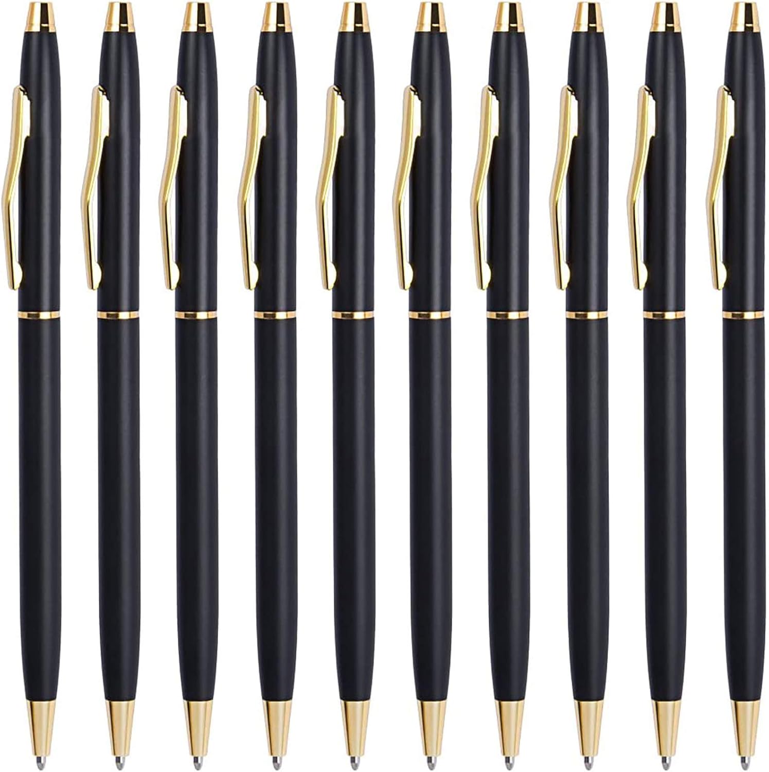 Cambond Black Pens Ballpoint Pens - Black Ink Bulk Pens 1.0 mm Medium Point Smooth Writing Office Pens for Men Women Police Uniform Office Business, 10 Pack (Black)