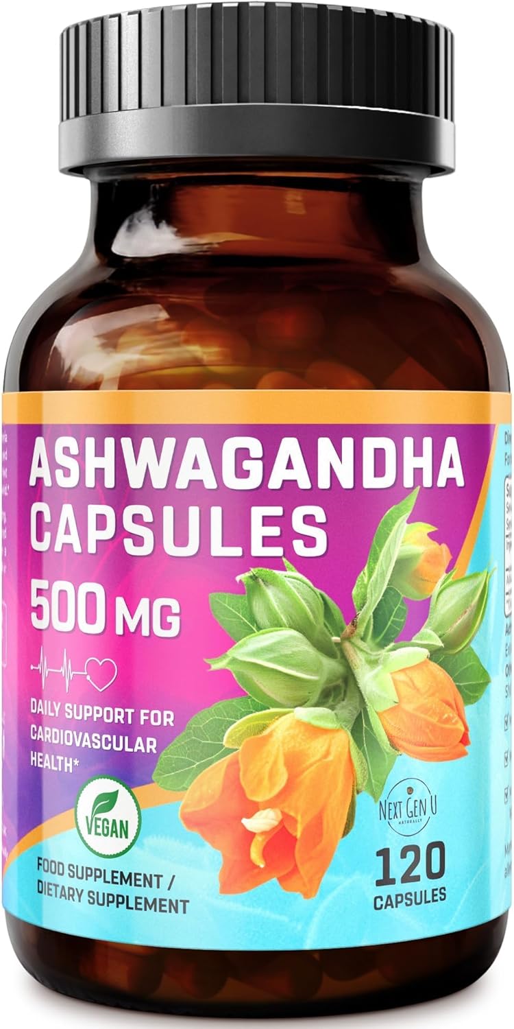 Ashwagandha - 500 mg Strength 120 Capsules - Dietary Health Supplement - for Men & Women - Helps Support Stress & Anxiety Relief, Restful Sleep & Focus - Ashwagandha Herb Root Extract - by NextGenU
