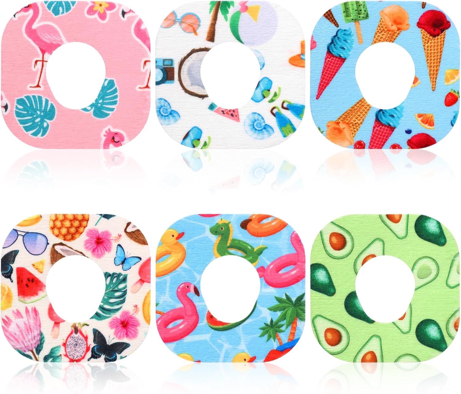 Tinoaly 24pcs Adhesive Sensor Patches for Dexcom G7, Waterproof Summer Theme Sensor Stickers Breathable Over Patches Pre-Cut Monitor Overpatches Tape Stickers for Dexcom Oneplus Tape