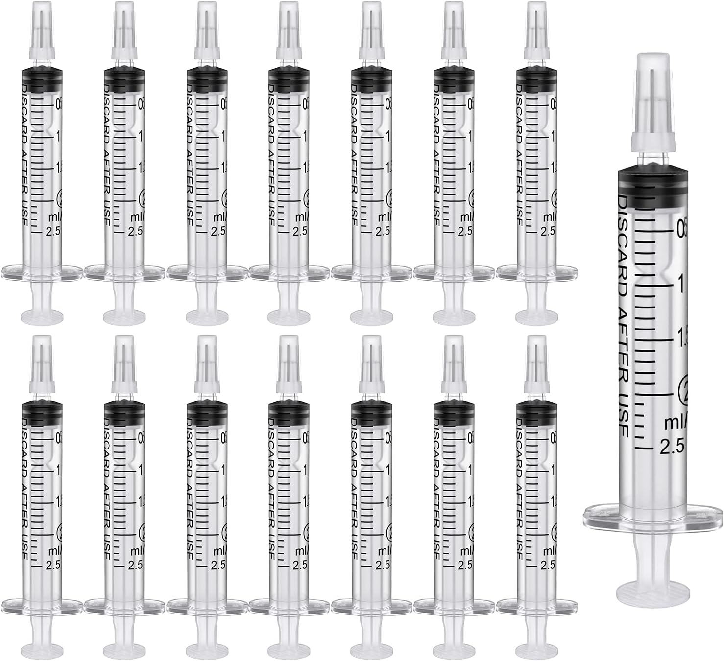 50 Pack 2ml Plastic Syringe, Syringe Tools Individually Wrapped with Measurement for Scientific Labs Measuring Feeding Pets Oil or Glue Applicator (50, 2ml)