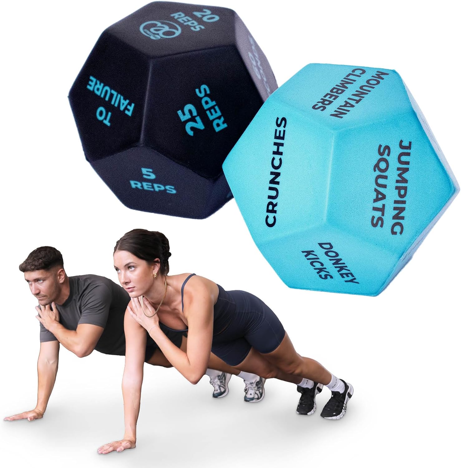 Fitness Mad Exercise Dice, 12 Sided Fitness Tool for Full Body Training, Cardio & HIIT, Ideal Fitness Accessory for Exercise Classes & Home Gym, Foam Workout Aid for Beginners to Experts