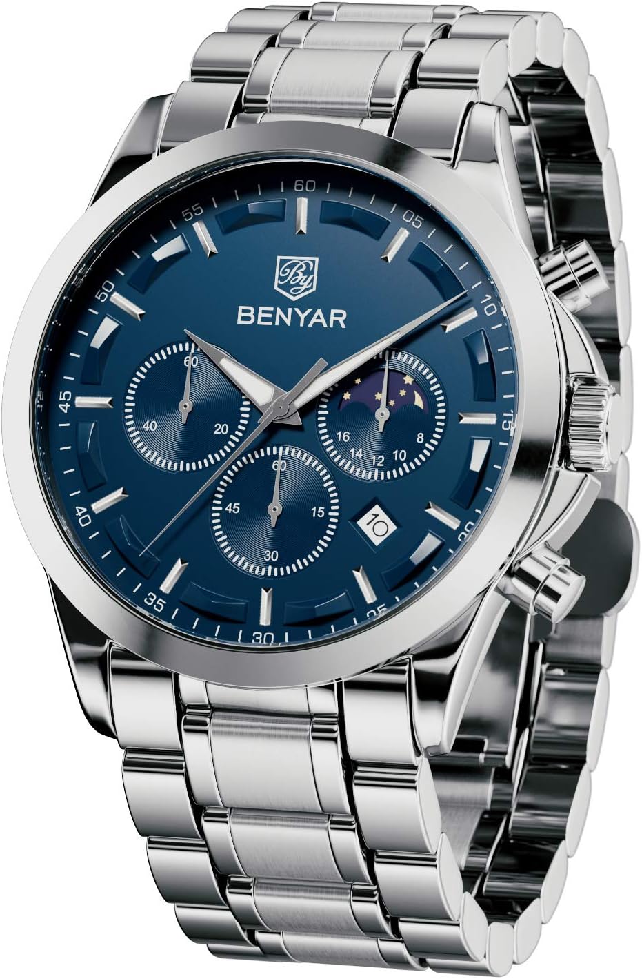 BENYAR Mens Watches Analog Quartz Chronograph Waterproof Wrist Watches for Men Fashion Business Work Casual Sport Designer Dress Watch with Calendar Elegant Gifts for Men