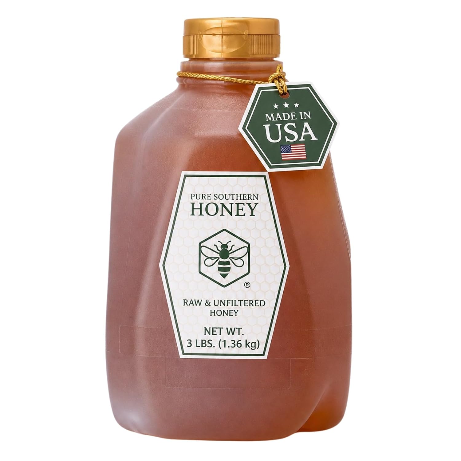 100% Raw & Unfiltered Wildflower Honey - American Made by Pure Southern Honey (48 Ounce)
