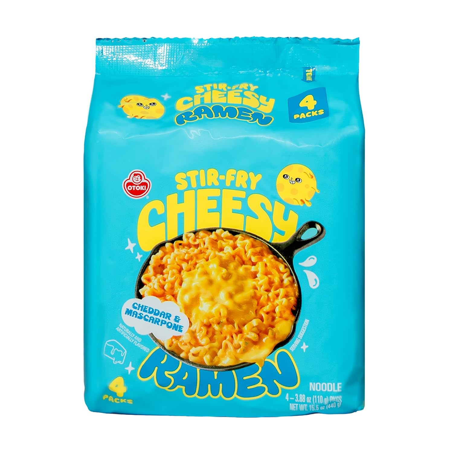 OTOKI Cheesy Ramen Noodles, Mac & Cheese Meets Ramen, Cheddar & Mascarpone Flavor, Korean Instant Ramen, 3.88 oz Pack of 4