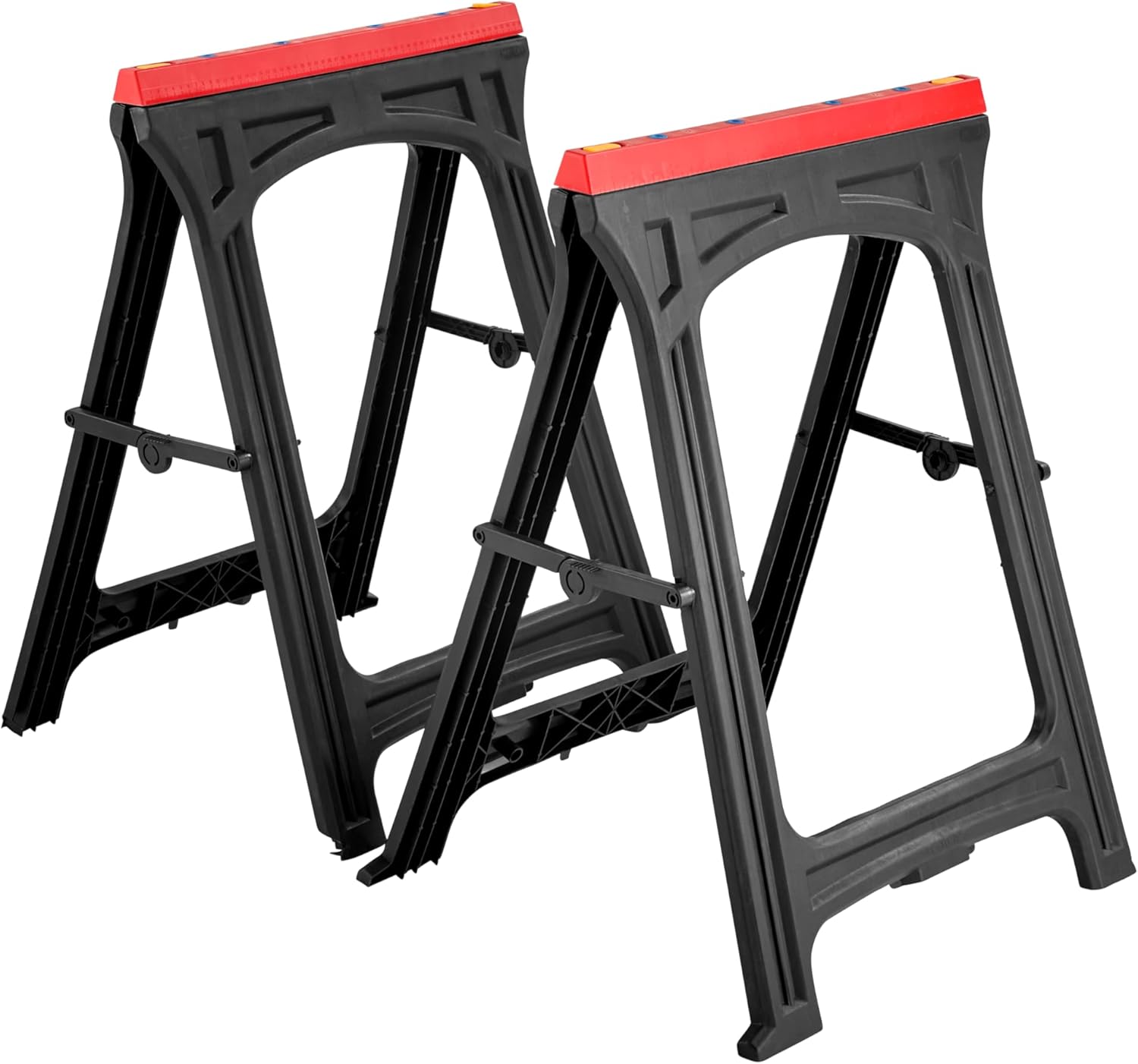 The Workplace Depot Twin Folding Saw Horse – Lightweight, Weatherproof Workbench with Integrated Measurement Guides & Non-Slip Rubber Pads – Ideal for Contractors & DIY Enthusiasts