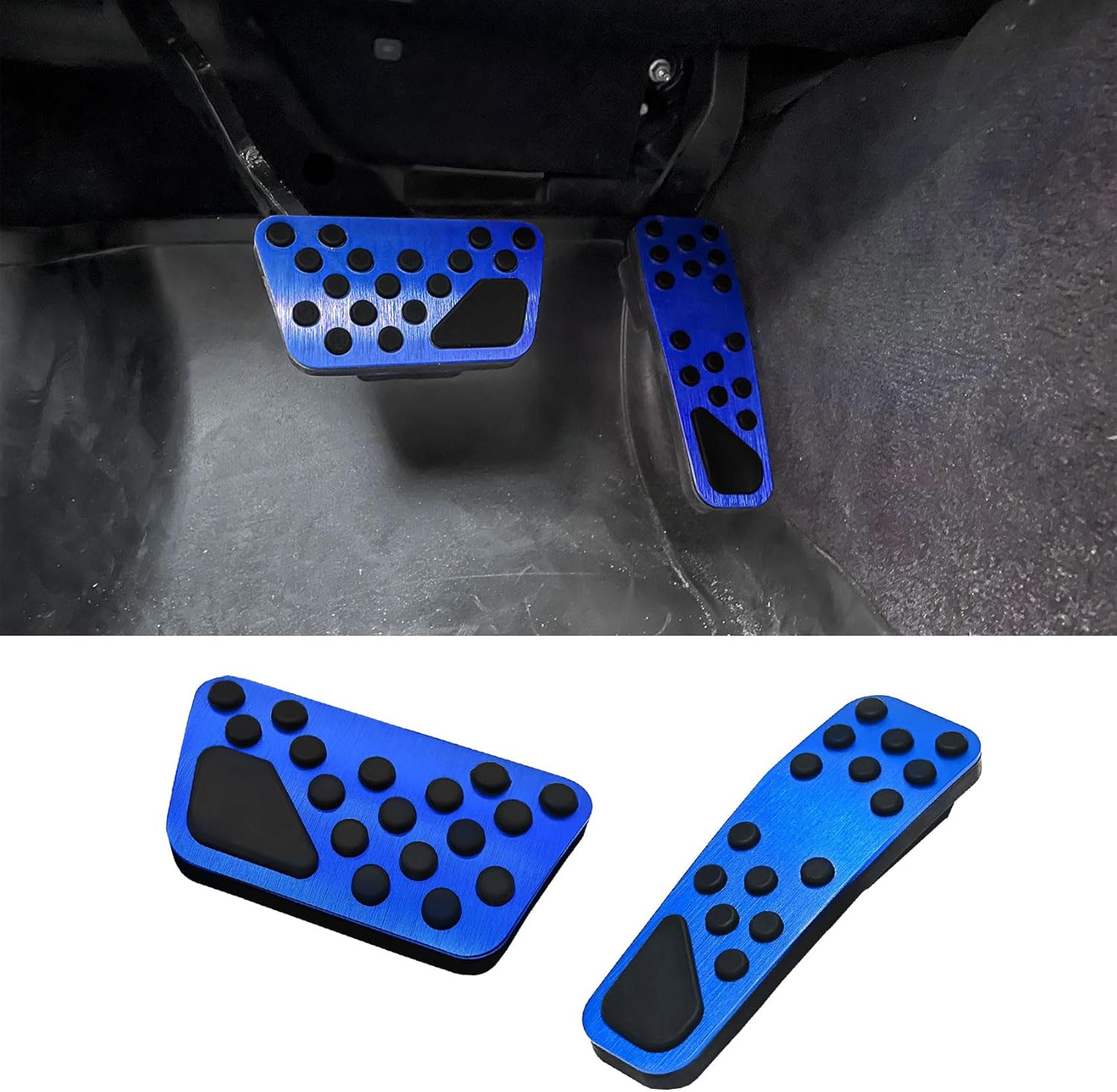 Car Pedal Covers, Aluminum Alloy Non-Slip Gas and Brake Pedals Covers, Car Accessories Auto No Drilling Accelerator Pedal Covers Replacement for Dodge 2009-2022 Challenger Charger Chrysler 300C (Blue)