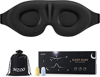 MZOO Sleep Eye Mask for Men Women, Zero Eye Pressure 3D Sleeping Mask, Light Blocking Patented Design Night Blindfold, Soft Eye Shade Cover for Travel, Black