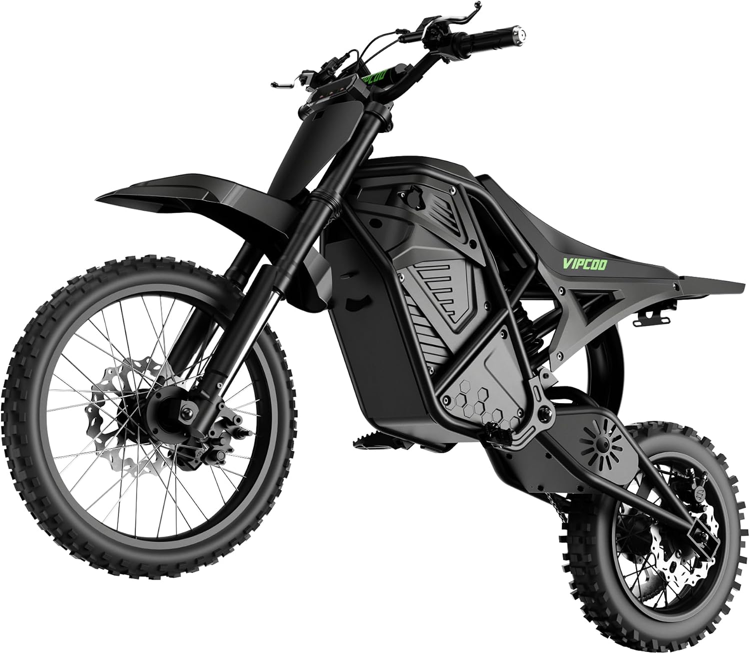 VIPCOO H3 Electric Dirt Bike for Teens and Adults, 3500W Electric Motorcycle, Up to 40MPH / 45° Slope / 45 Miles Range, 14"/12" Fat Tire E Dirt Bike with Nitrogen Suspension Fit Age 13+