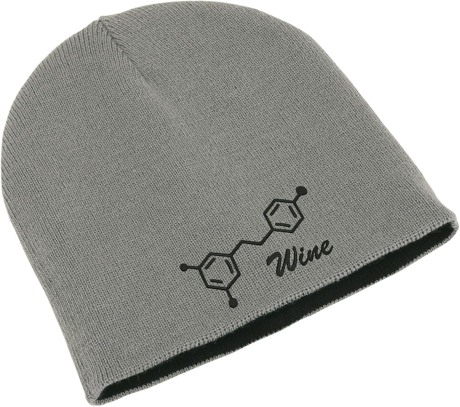 Red Wine Resveratrol Chemical Structure Unisex Embroidered Double Layer Beanie Winter Hat Art