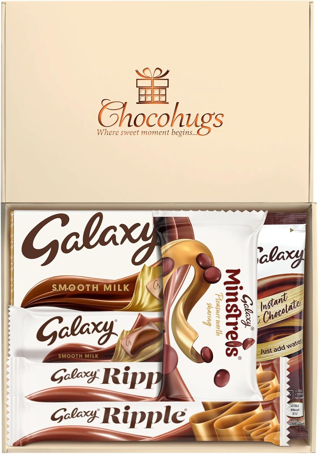 Chocohugs Chocolate Gift Box Hamper | Filled with Galaxy Full Sized Bars Smooth Milk, Minstrels | Letter Box Friendly | Box of Chocolates| Gift for Mother, Father, Children, Teacher | Treat Box