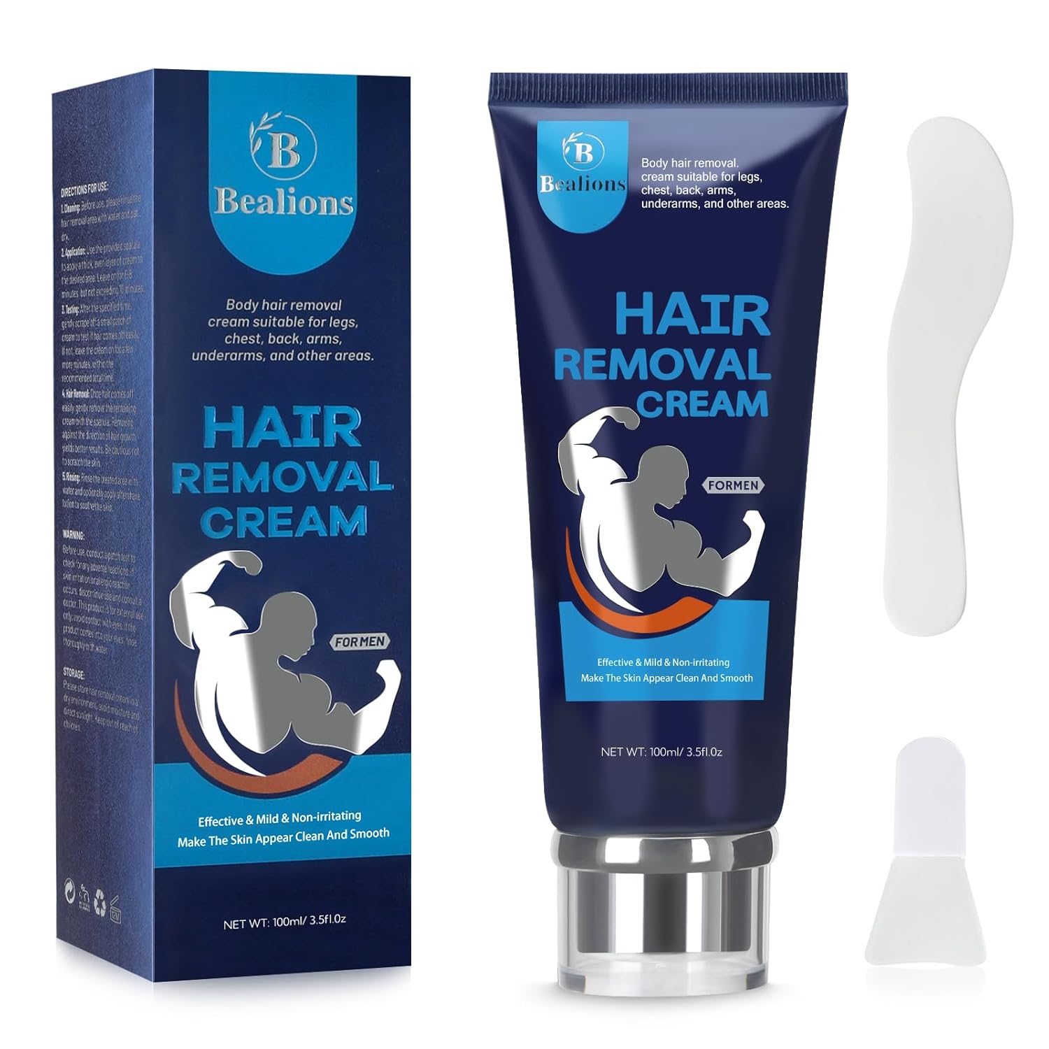 Gentle Hair Removal Cream for Men: No Irritation - Effective on Intimate/Private Areas and Body, Removes Unwanted Hair. Body Depilatory Cream 100ml