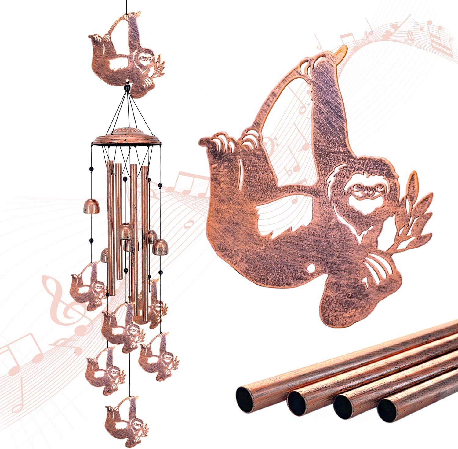 Sloth Wind Chimes for Outside,Sloth Gifts for Women Men/Memorial Gift/Sympathy Gift/Birthday Gifts Metal windchimes Outdoors/Indoors,Garden Decor,Patio,Home,Porch,Yard Decorations
