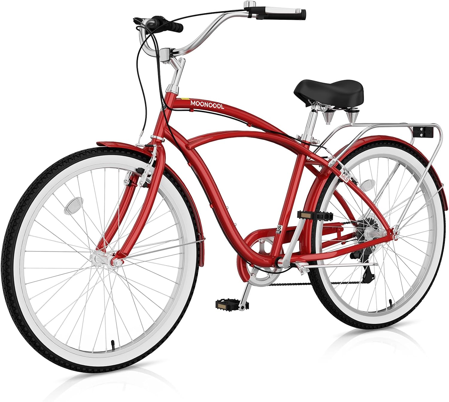 DoCred 24/26 Inch Beach Cruiser Bike, 7 Speed Adult City Bike, Lightweight Adults Bikes for Men & Women, Carbon Steel Frame Commuter Bicycle Cruiser Bicycle, Multiple Colors
