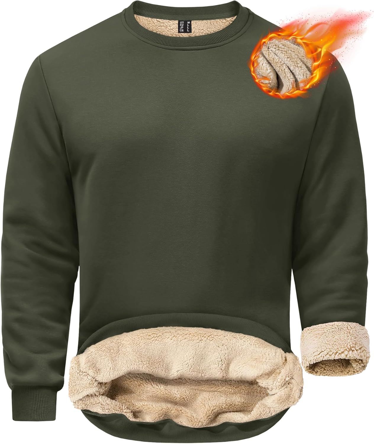 EKLENTSON Mens Sweatshirt Winter Fleece Jumper Warm Sherpa Pullover Sweater Cotton Thermal Underwear Crewneck Sweatshirt