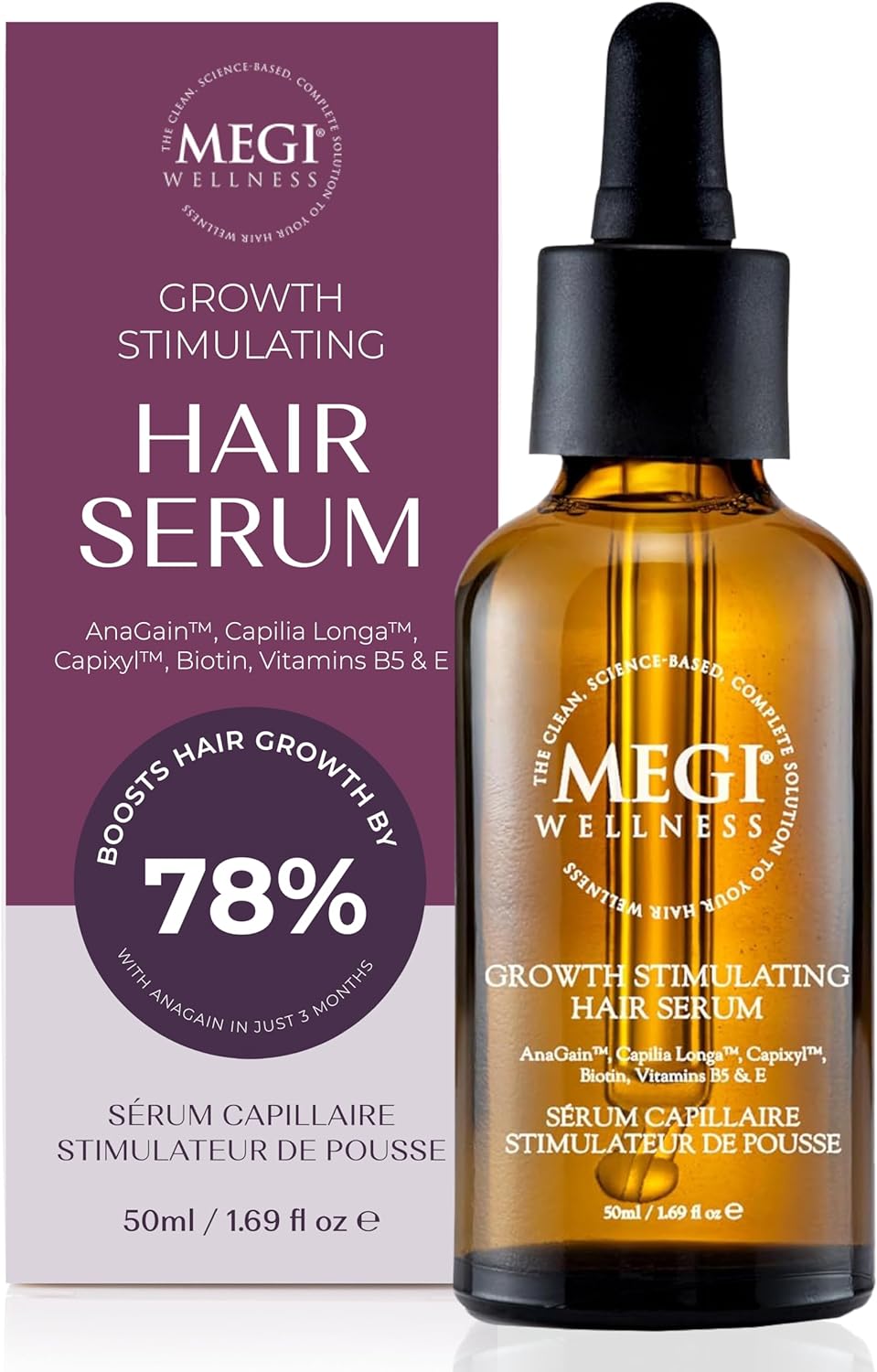 Effective Hair Growth Serum - Natural Leave-In Treatment for Hair Loss, Thinning & Regrowth – Biotin, Capilia Longa™, Capixyl™, AnaGain™ – for Men & Women – 50ml