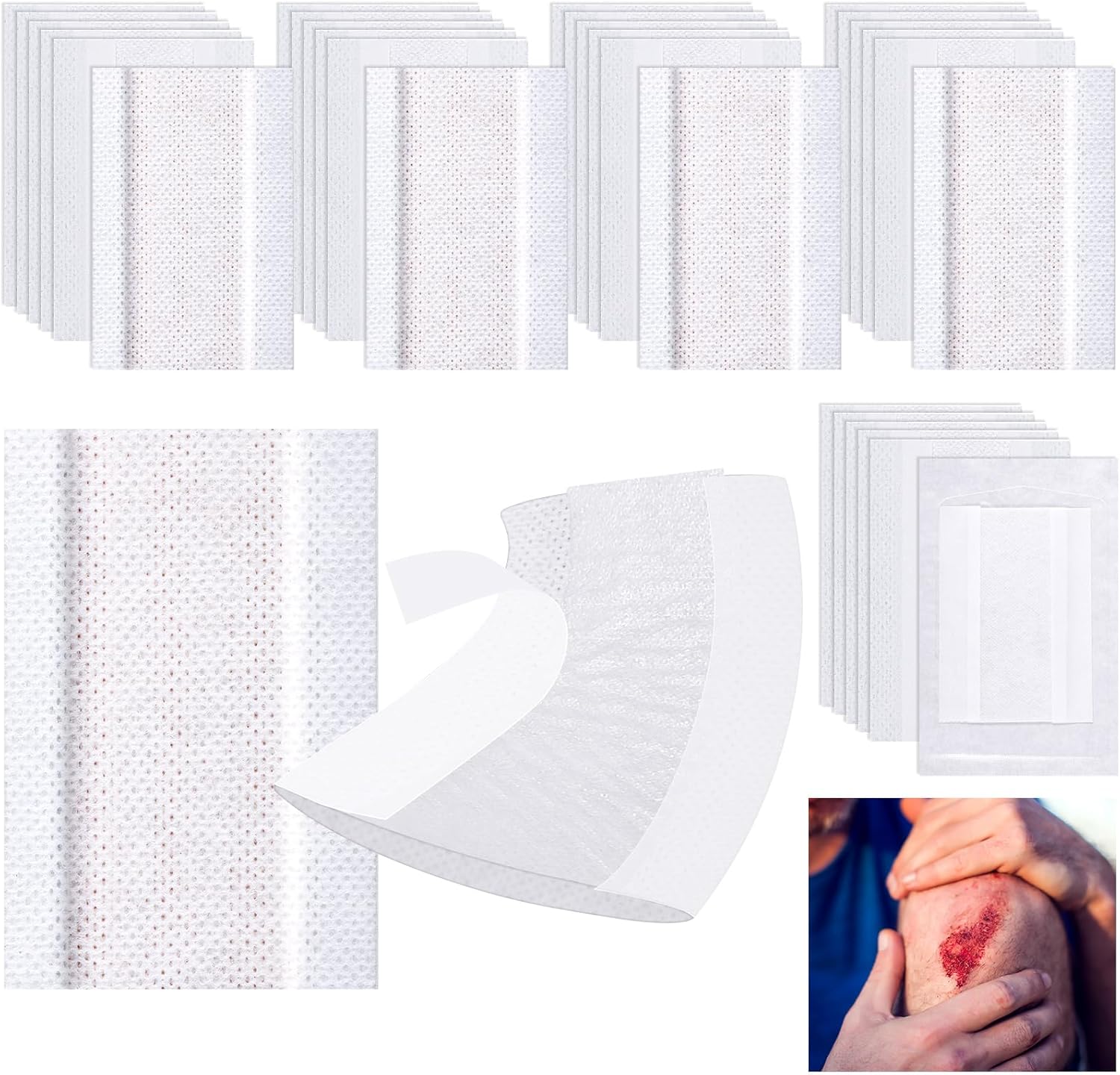 150 Pcs Non-stick Pads with Adhesive Tabs Easy Removal Breathable Gauze Pads 2" x 3" Non-adhesive Wound Dressing Highly Absorbent Gauze Bandages for Wounds Individually Packaged(2 x 3 Inch)