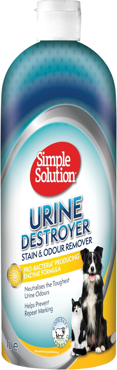 Simple Solution Urine Destroyer Enzymatic Cleaner, Pet Stain and Odour Remover with Pro-bacteria Cleaning Power - 1 Ltrs