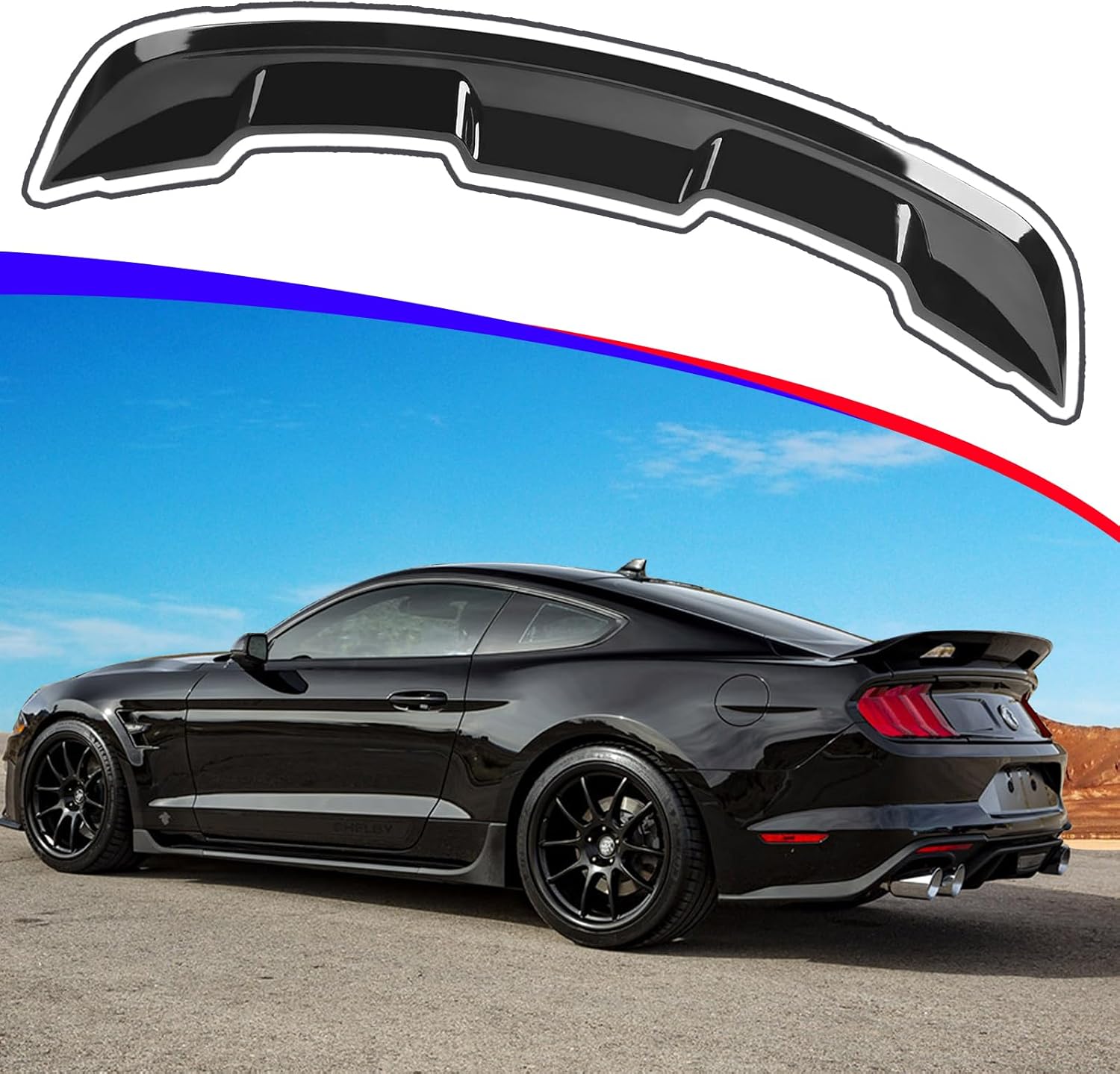 AAriguthel Rear Spoiler Wing Compatible with 2015-2023 Mustang V6/V8/Shelby/GT/EcoBoost 2-Door Coupe Models GT500 GT350 Style ABS Rear Trunk Spoiler