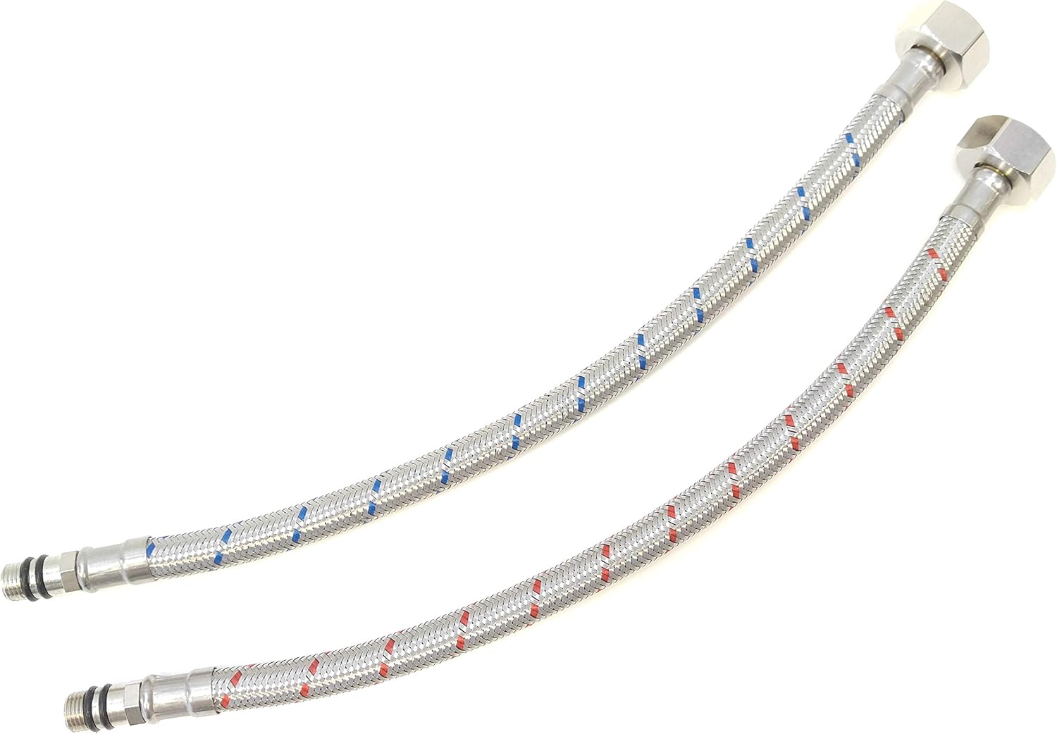 2 x M10 x 1/2 BSP 300mm | Flexible Tap Connectors Monobloc Mixer Pipe Tails | Stainless Steel Pipes Kitchen Sink & Bathroom | Basin DIY Replacement | British Standard Pipe