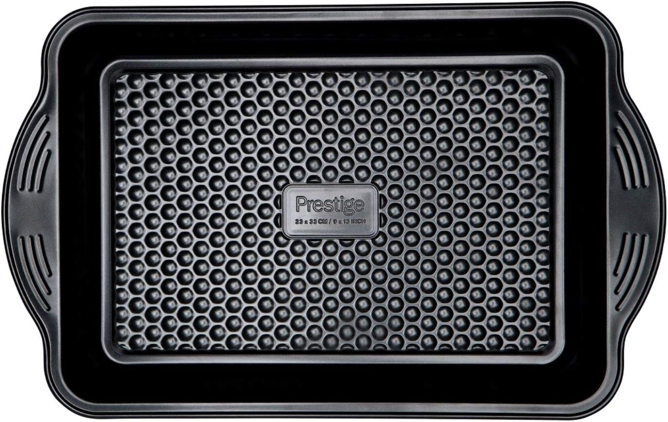 Prestige Aerolift Roasting Tray Non Stick, Dishwasher Safe Oven Tray with Large Handles, Durable Carbon Steel Roasting Tin, 33 x 23 x 5 cm, 9" x 13"