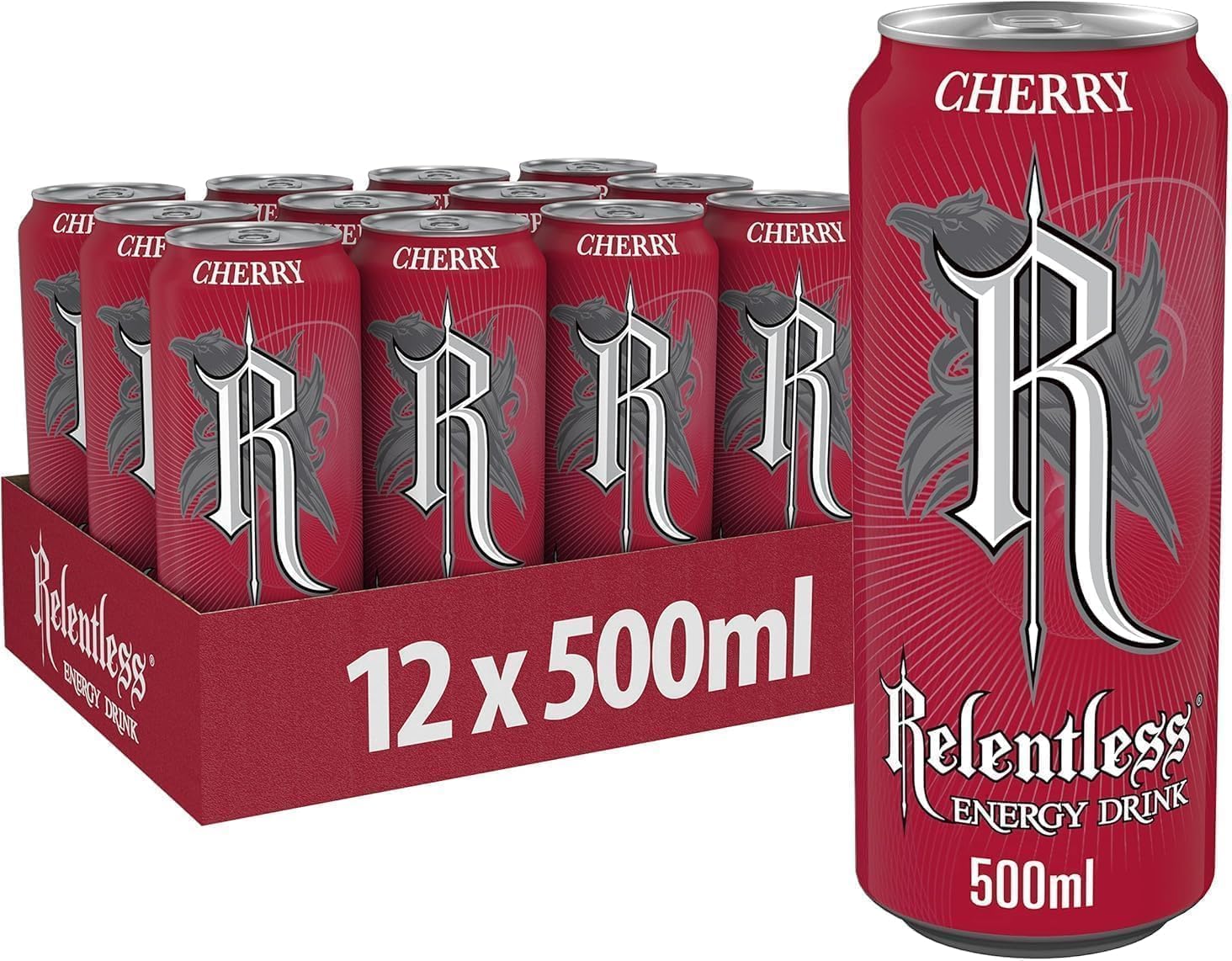 Relentless Cherry Energy Drink Can 500ml (Pack of 12)