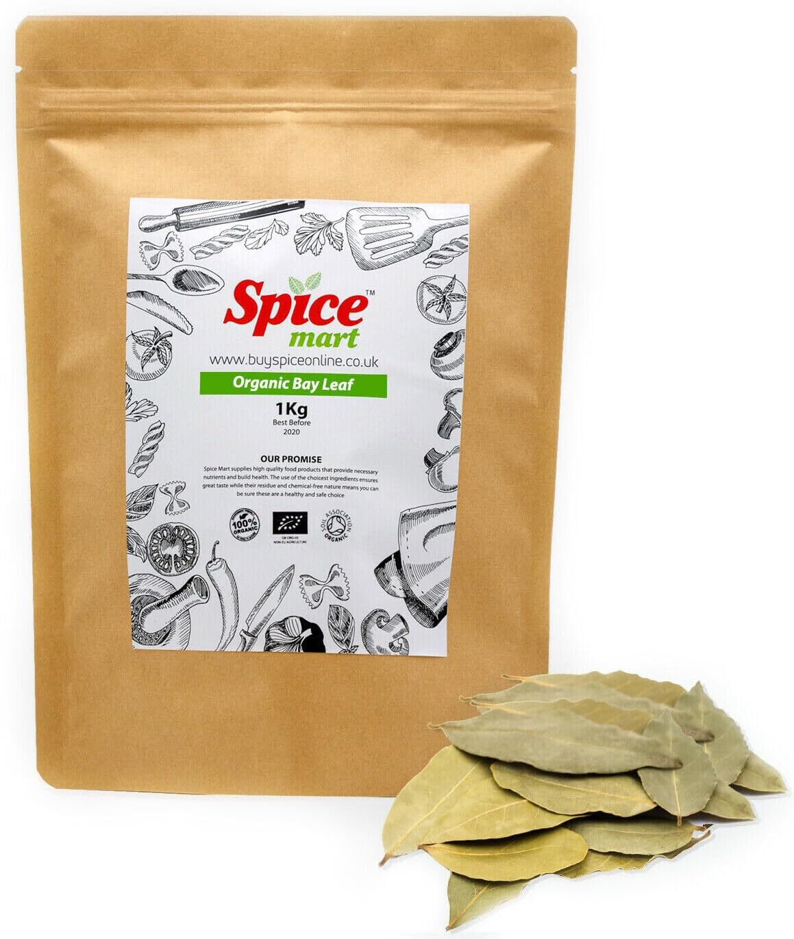 225g | Organic Whole Spices | Ground Spices | Herbs | Seeds | Chilli | Superfoods Soil Association Certified (Organic Dried Bay Leaves)
