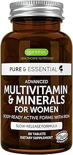 Methylated Women's Multivitamin, Methylated Folate for MTHFR, Clean Label & Vegan, with Iron, Non-GMO, Sustained Release, 60 Tablets, by Igennus