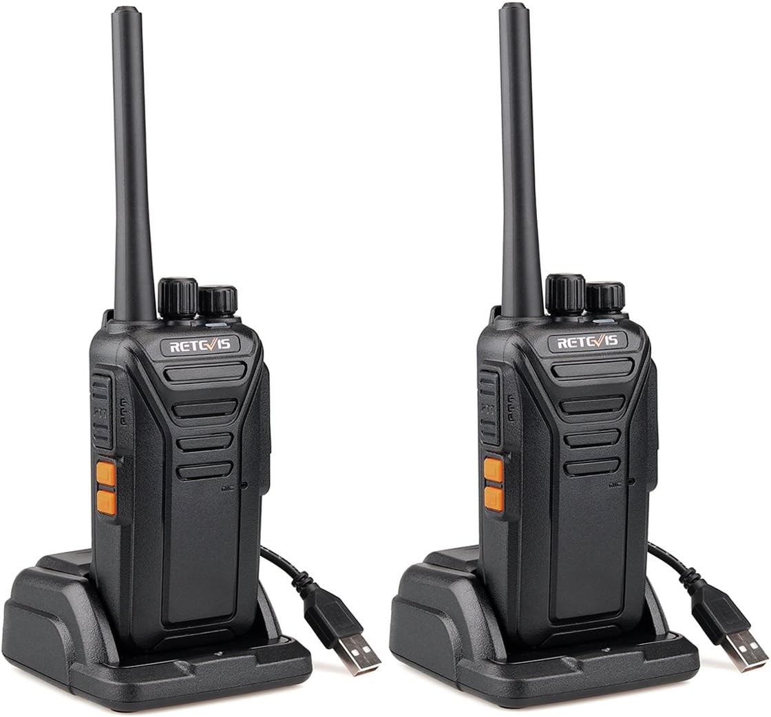 Retevis RT27 PMR446 Walkie Talkies, 2 Pack License-Free Two Way Radios with VOX Hands-Free, 16 Channels, Long Range Rechargeable USB Radios for Security, School, Hotel, Retail Use – Black