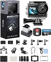 AKASO Brave 4 Pro 4K30 Action Camera with 128GB MicroSD U3 Card, 131FT Underwater Waterproof Camera EIS Touch Screen Remote Control with 2x1350mAh Batteries and Helmet Accessories Kit Bundle