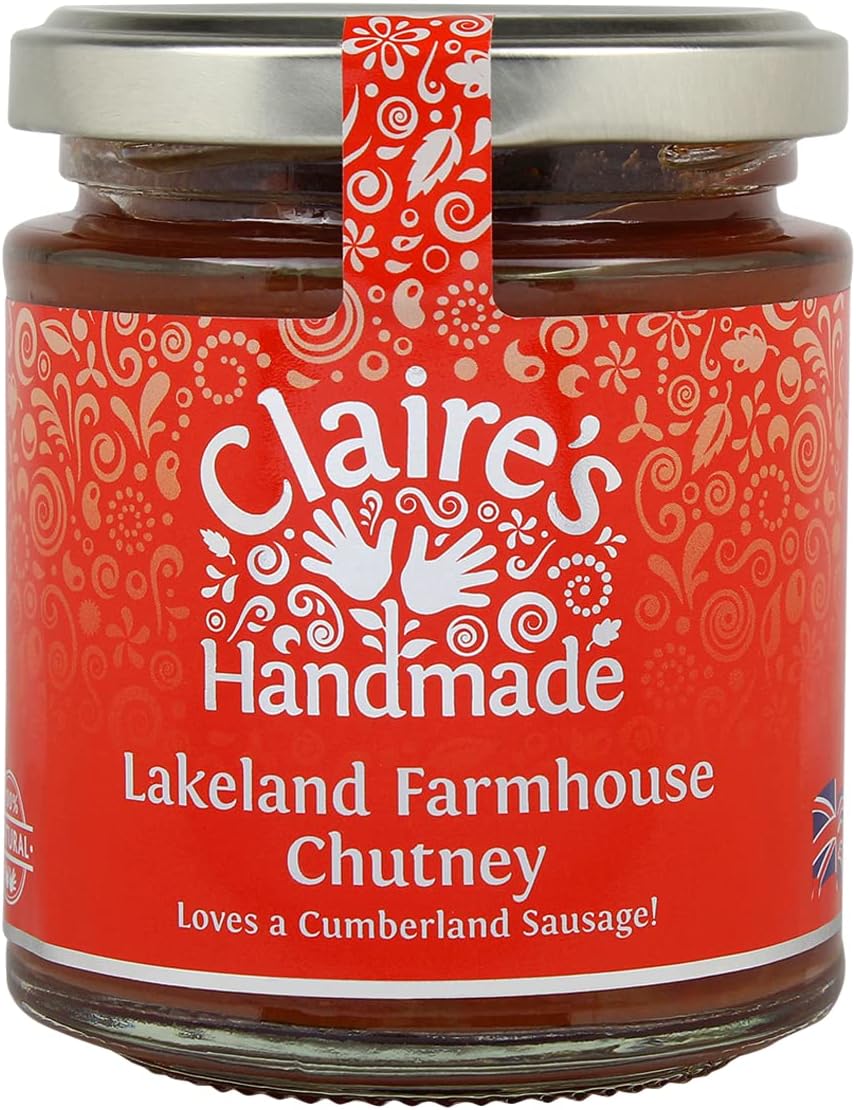 Claire's Handmade - Lakeland Farmhouse Chutney (200g) - Gently Spiced Tomato & Apple Chutney, Perfectly Pairs with Cumberland Sausages, Suitable for Vegetarian, Vegan & Gluten Free Diets, GMO Free