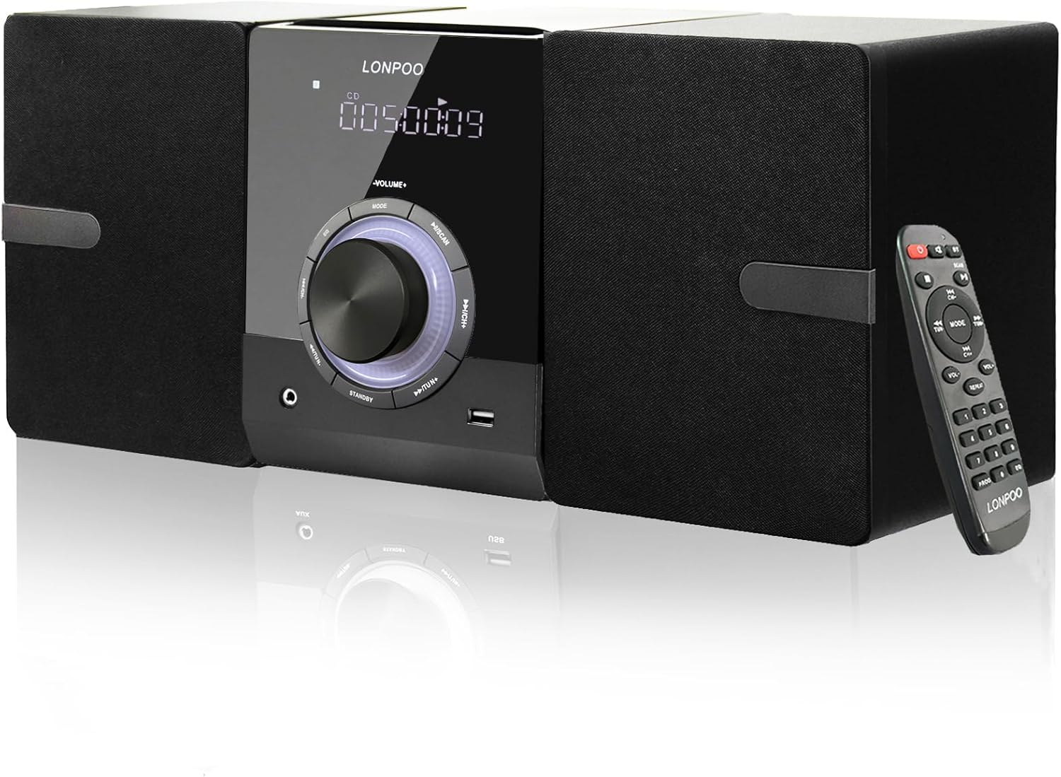 Compact Stereo System for Home | 30W Micro Stereo System with CD Player/Bluetooth/FM Radio/AUX Input/USB/ 3.5mm Headphone Port | 2-Way Crisp-Clear Sound | DSP-Tech