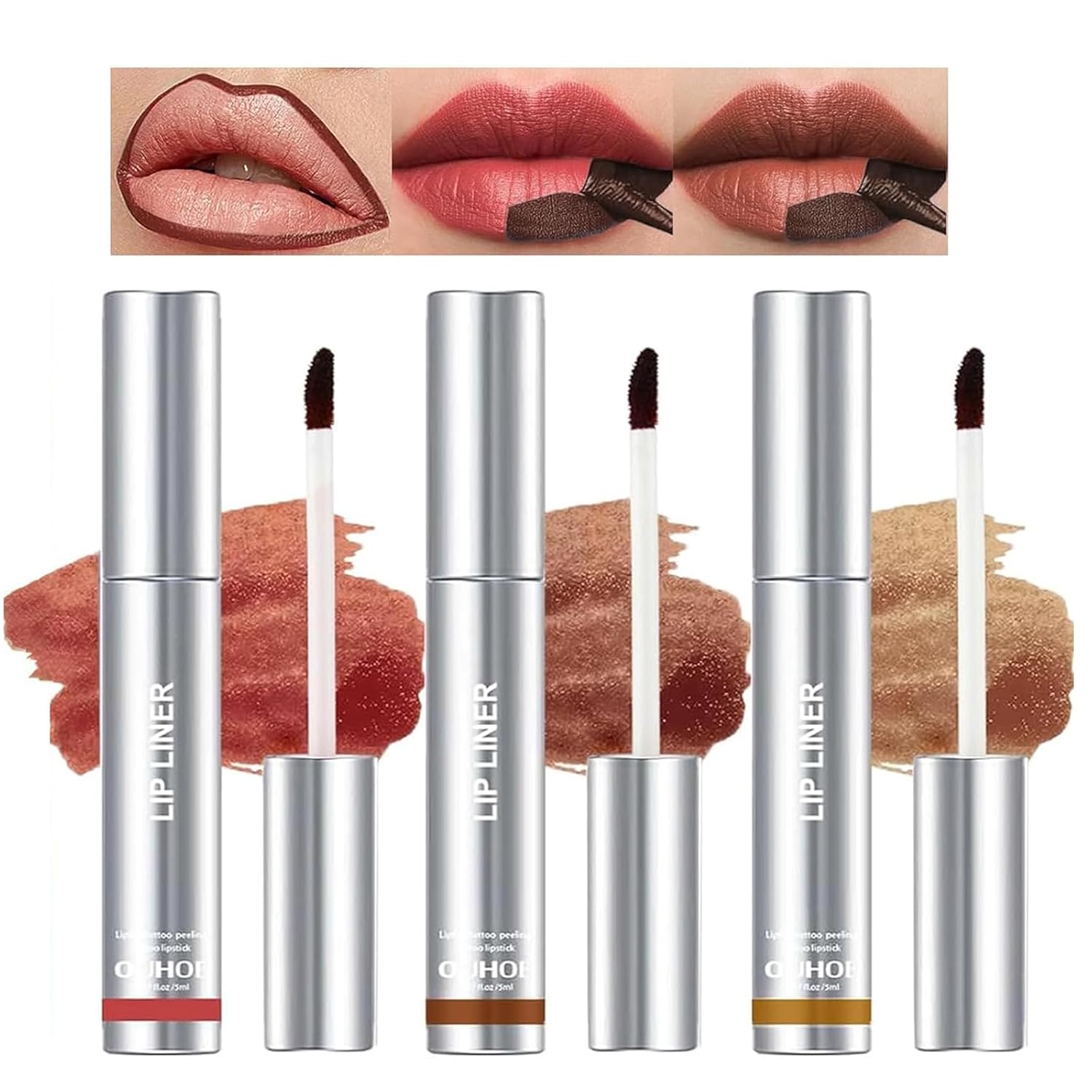 3PCS Peel Off Lip Stain Tattoo, Peel Off Lip Liner Tattoo, Long Lasting Lip Stain Peel Off, Infused with Hyaluronic Acid & Vitamin E, Lip Makeup Gift for Women