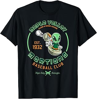 Maple Valley Martians Retro Minor League Baseball Team T-Shirt