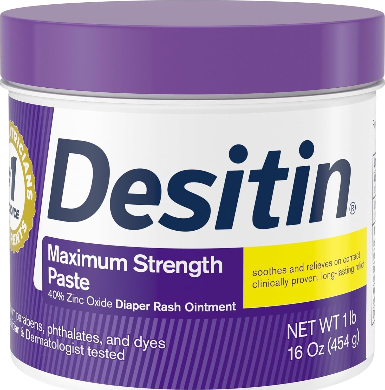 Desitin Maximum Strength Diaper Rash Cream, 40% Zinc Oxide, 16 oz | Helps Treat, Relieve & Prevent Diaper Rash, 40% Zinc Oxide, Immediate Relief, Protects up to 12 Hours, Hypoallergenic