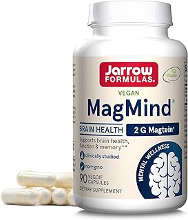 Jarrow Formulas MagMind Brain Health with Magtein (Magnesium L-Threonate), Dietary Supplement for Brain Health, Brain Supplements for Memory Support, 90 Capsules, 30 Day Supply