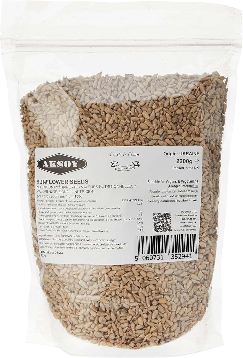 AKSOY Nuts Sunflower Seed Kernels Raw (No Shell) 2200gr | Delicious Antioxidant Rich Snack | Source of Protein, Fiber, Essential Vitamins & Minerals | Vegan and Gluten Free (1)