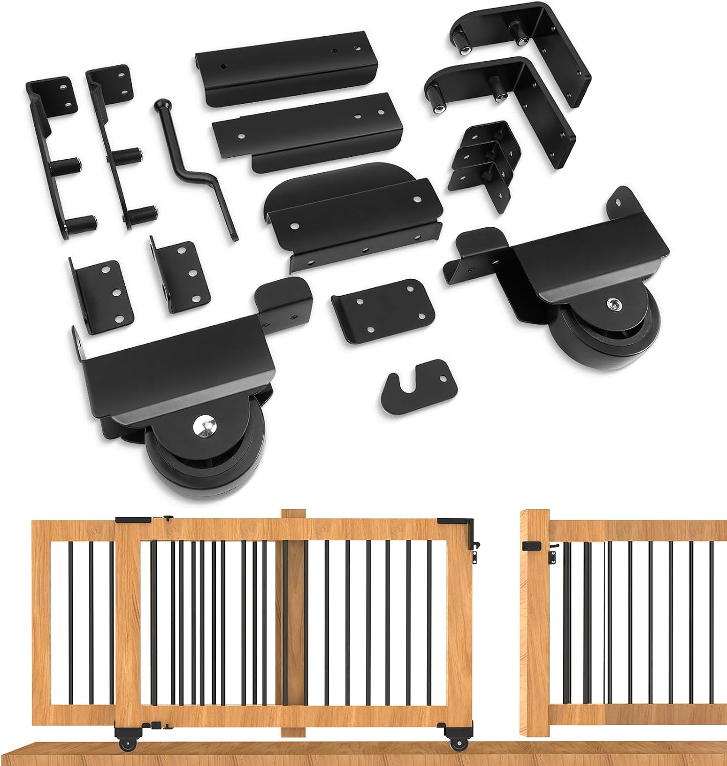 SDSNTE Sliding Gate Hardware Kit for Convenient Gate DIY, Black