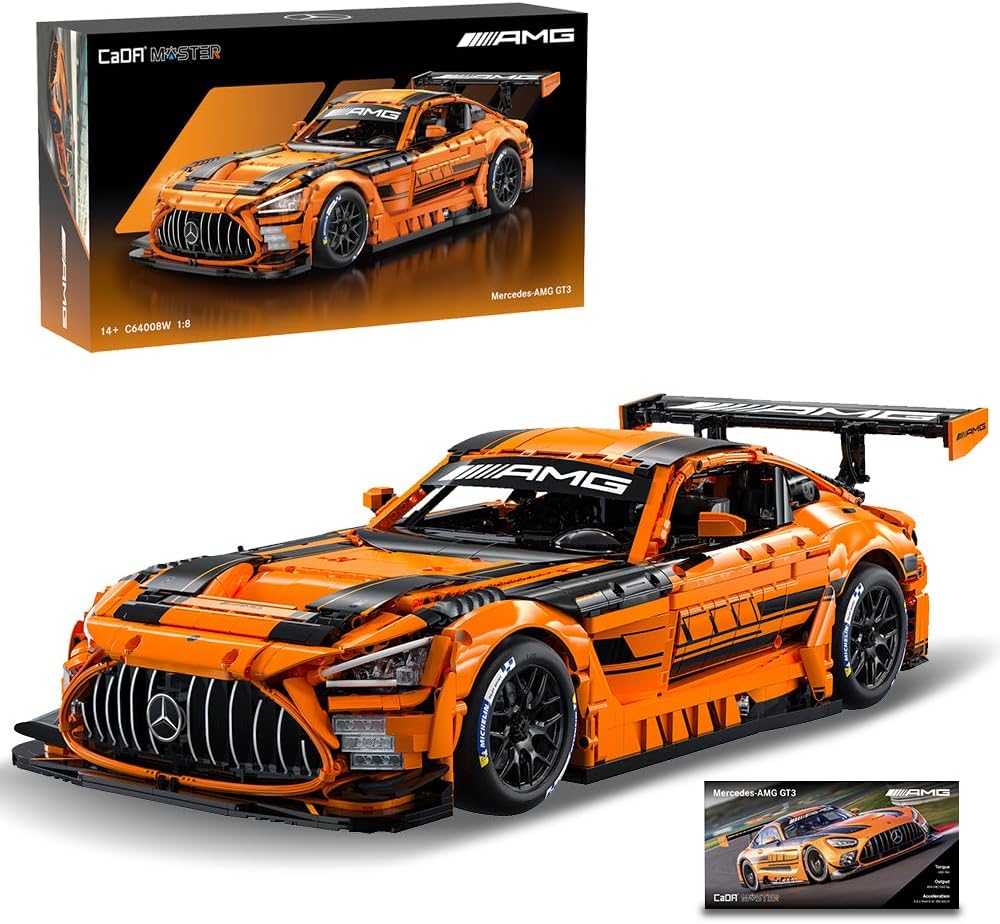 CaDA Master C64008W Mercedes-AMG GT3 Building Set,1:8 Scale – 5466 PCS Officially Licensed Supercar Model, Large Race Car Building Blocks Kit for Adults & Teens