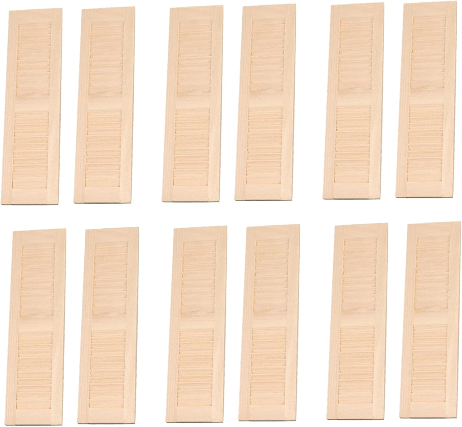 12PCS Dollhouse Shutters Classic Wooden Mini 1 12 Scale Dollhouse Furniture 4.5x1.3x0.2 Inch Windows Funny DIY Dolls House Furniture for Kids Gift, Dolls House