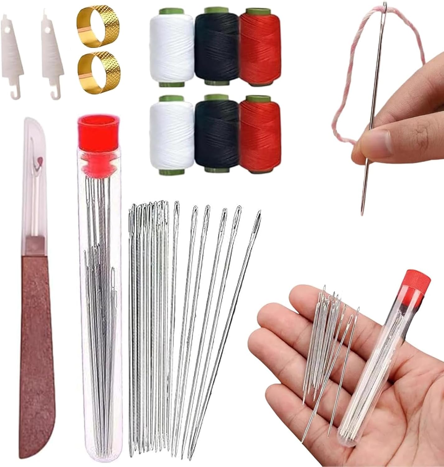 37PCS Sewing Tool Set, Sewing Kit Multi-Purpose Needle and Thread Kit for Beginners, Portable Needles Thread Hand Repair Tools for Professional DIY Lovers