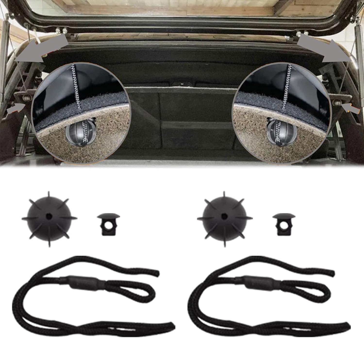 EVODAMP SHOX 2PCS Parcel Shelf String Cord Compatible with VW Golf Mk5 Mk6 MK7 2006-2019 GTI 2006-2019 Rear Trunk Shelf String Car Shelf String 1K6863447A 1K6863447A9B9