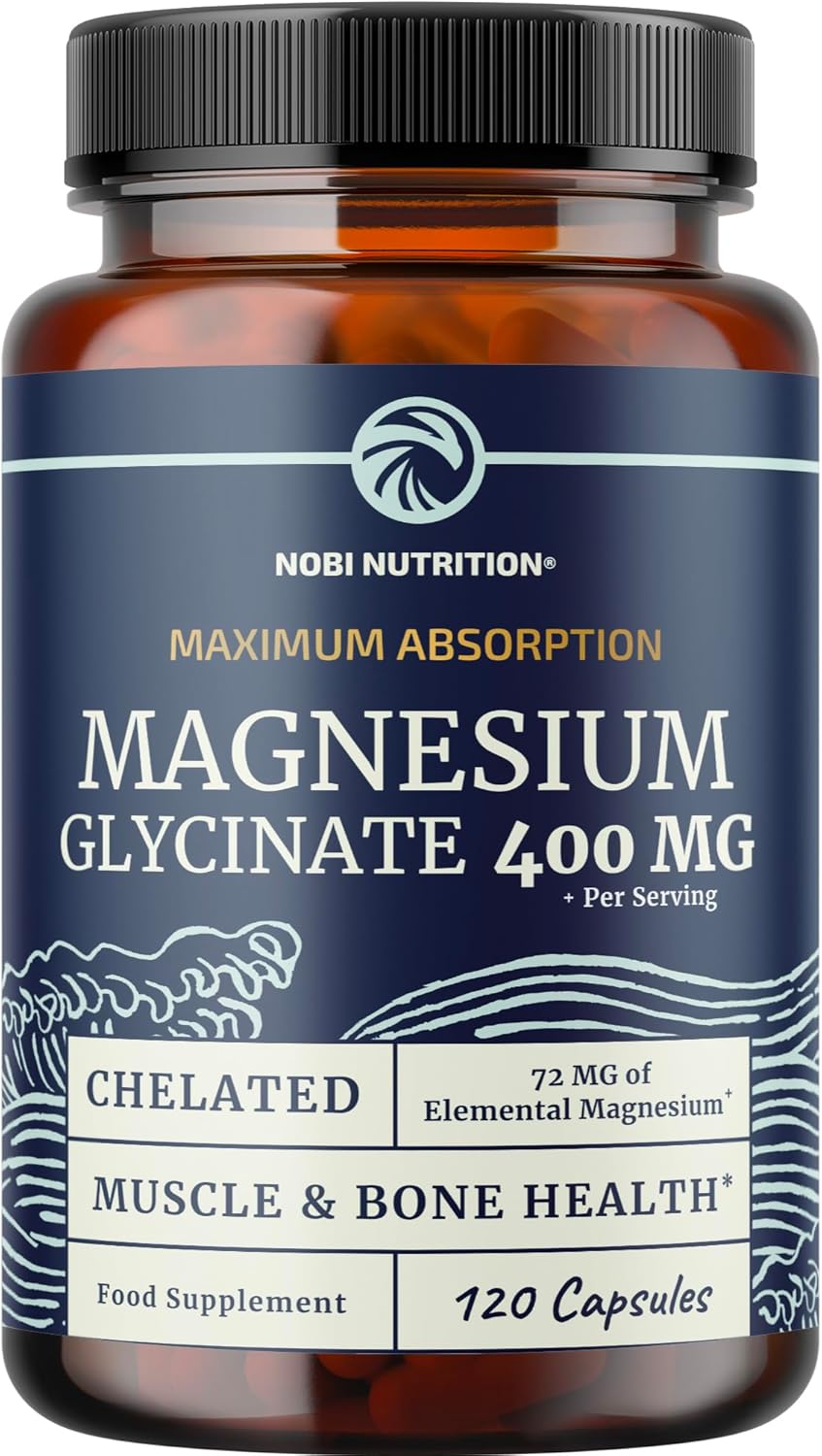 Magnesium Glycinate 400mg | Chelated Bisglycinate for Muscle Relaxation, Bones, Heart, Nerve, Sleep & Calm Support for Women & Men | High Absorption Magnesium Chelate Supplement | 120 Capsules