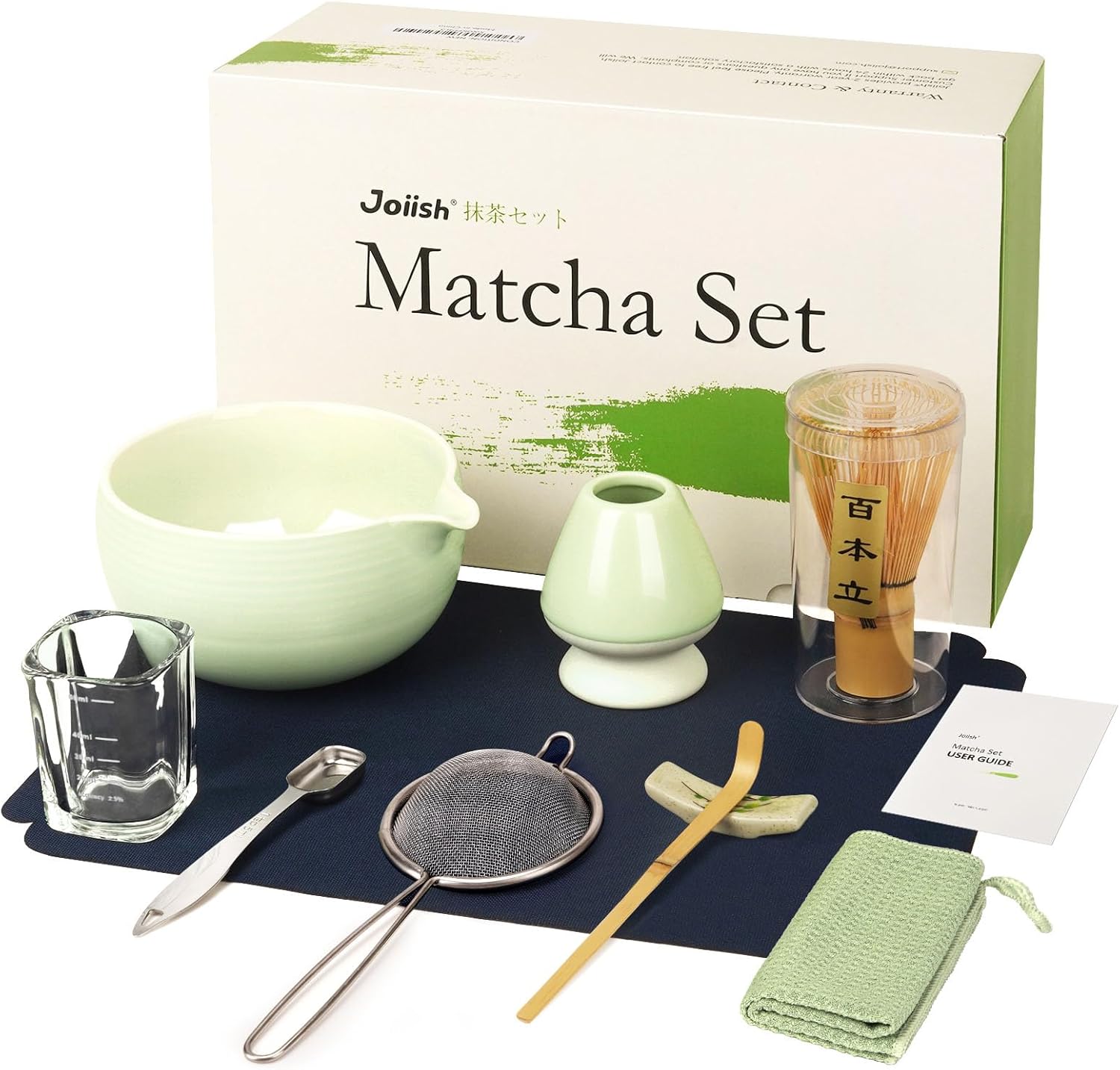10-Pcs Matcha Kit Set, Whisk and Bowl with Spout & Measuring Spoon, Japanese Tea Making Tools