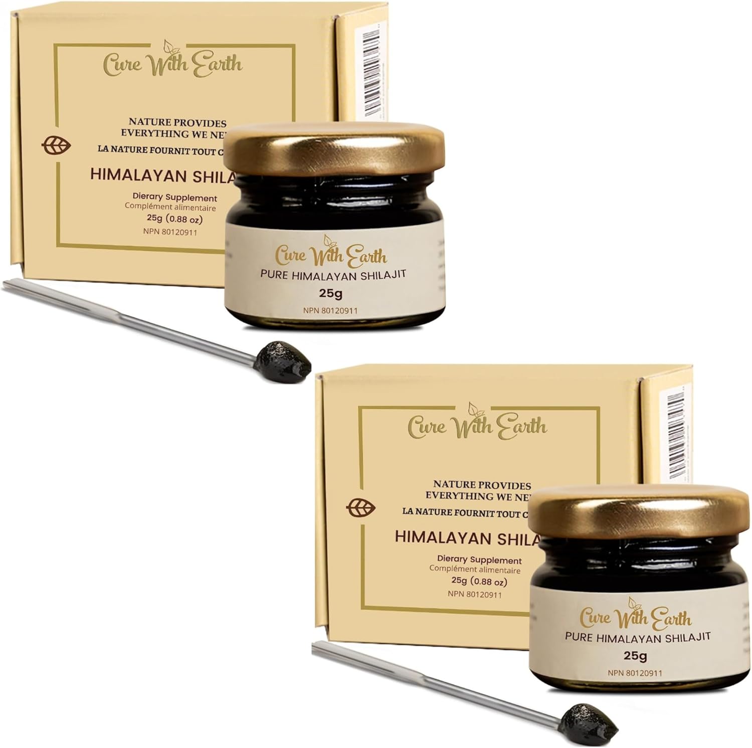 Pure Himalayan Shilajit Resin Pack of 2 (25 Each) | Tested for Safety | Natural Source of Fulvic Acid - from Cure With Earth