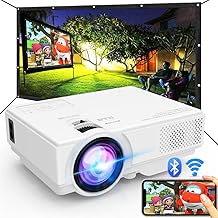 Projector with WiFi and Bluetooth, Upgrade Outdoor Projector, Mini Movie Projector Supports 1080P Synchronize Smartphone Screen by WiFi/USB Cable for Home Entertainment